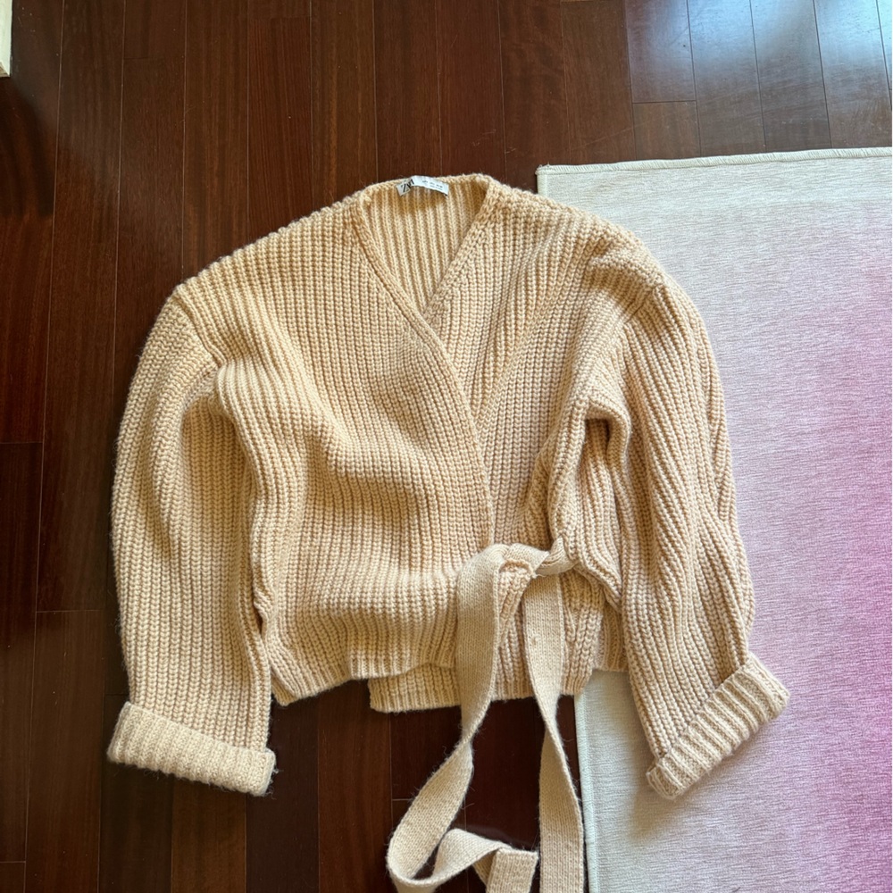 Zara Light Pink Wrap Sweater